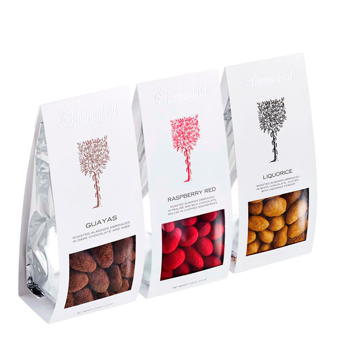 Sampak (mix selv) | 3 poser Chokoladedragérede mandler | Summerbird - Coffee Lovers / Liquorice / Raspberry Red