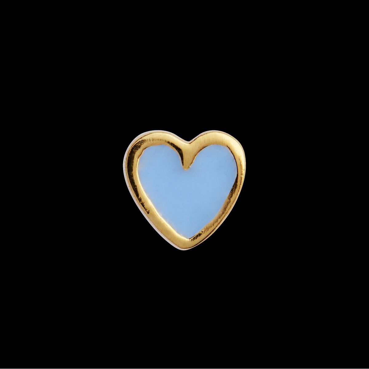 Petit Love Heart Light Blue Enamel - Single - Forgyldt Sølv.