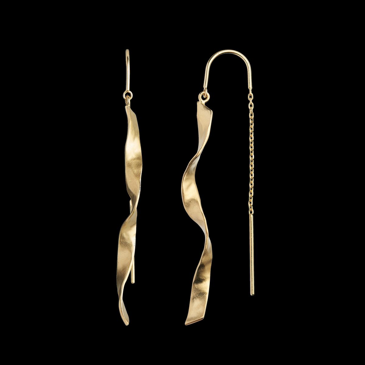 Long twisted hammered earring