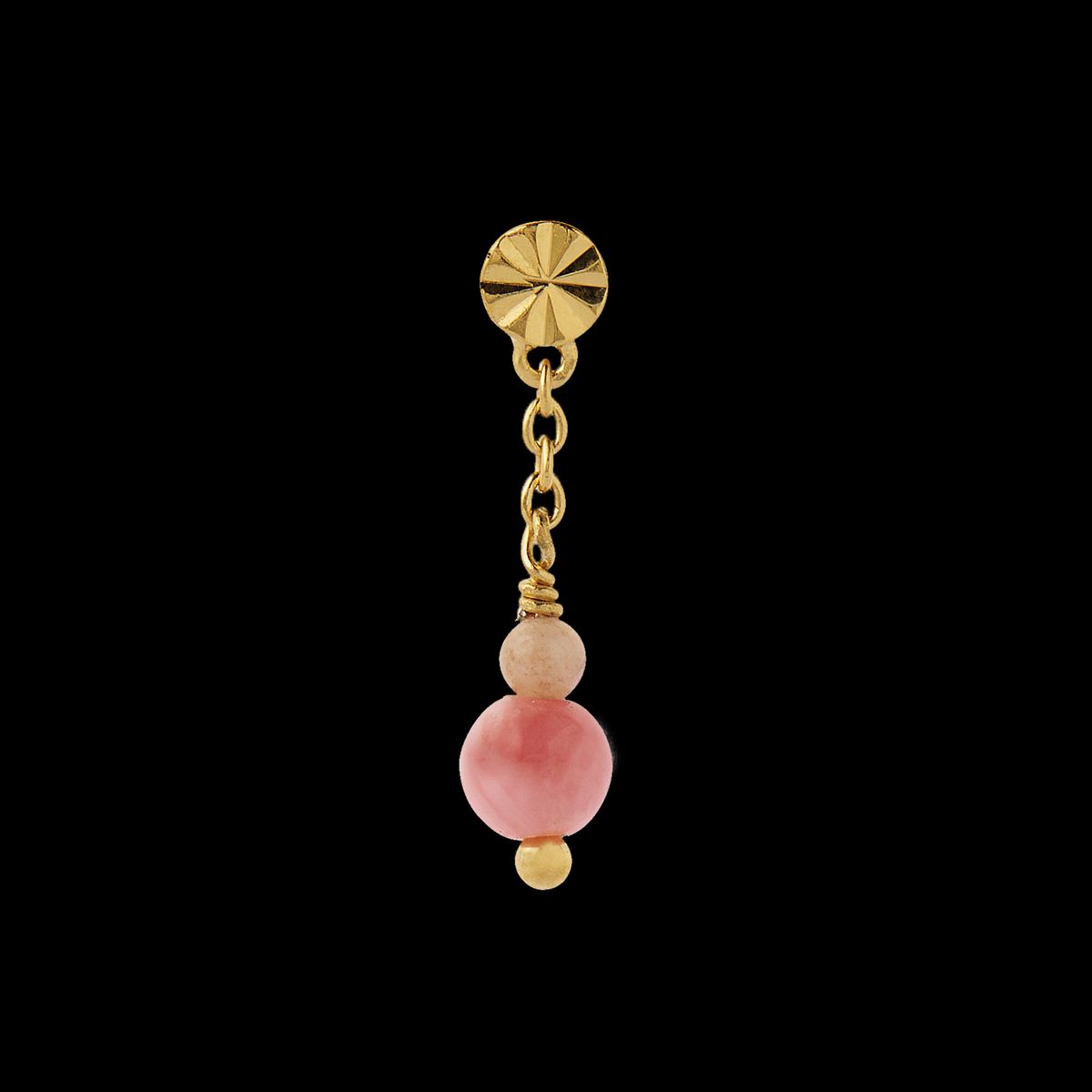 Tres Petit Etoile Earring with Coral - Single - Forgyldt Sølv.