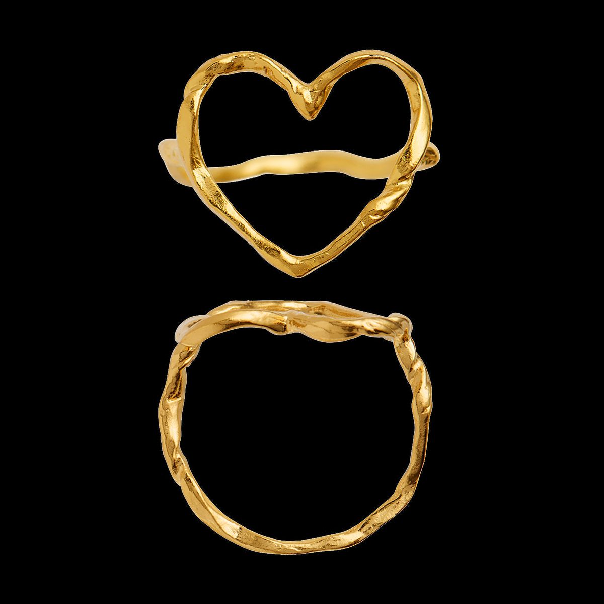 Funky Heart Ring - 50 / Forgyldt Sølv