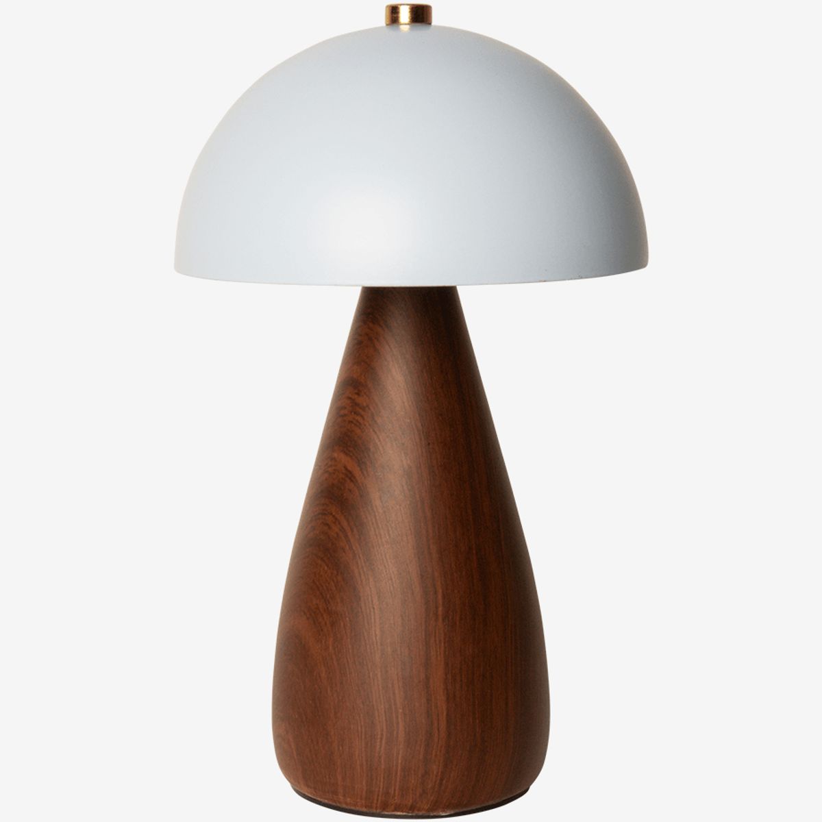 Mushroom LED lampe, Lyseblå / teak look