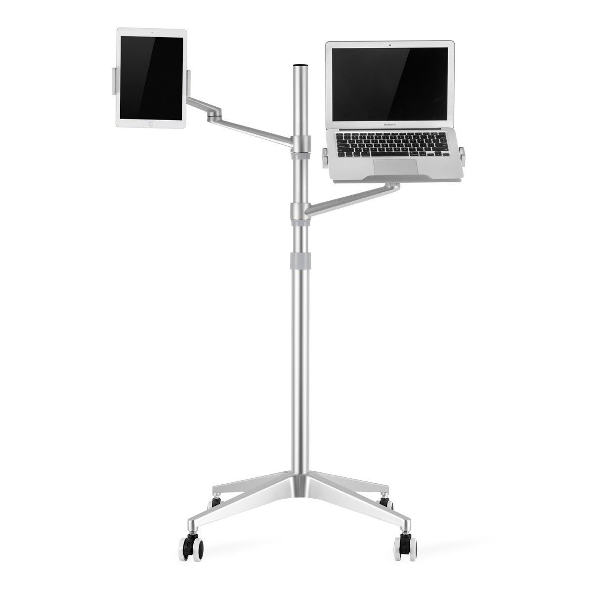 WERGON - Tristan - Justerbar Alu holder med hjul - Laptop 10-17" / Tablet 4-14" - H:83-130cm - Sølv