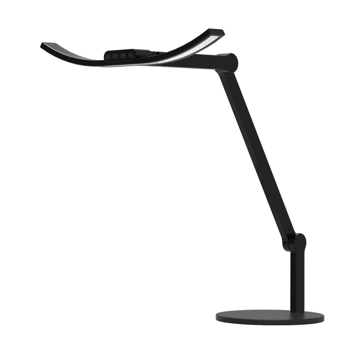 Kurvet Skrivebordslampe - Med svingarm og base - 1600 Lumen - Sort (mindre version)