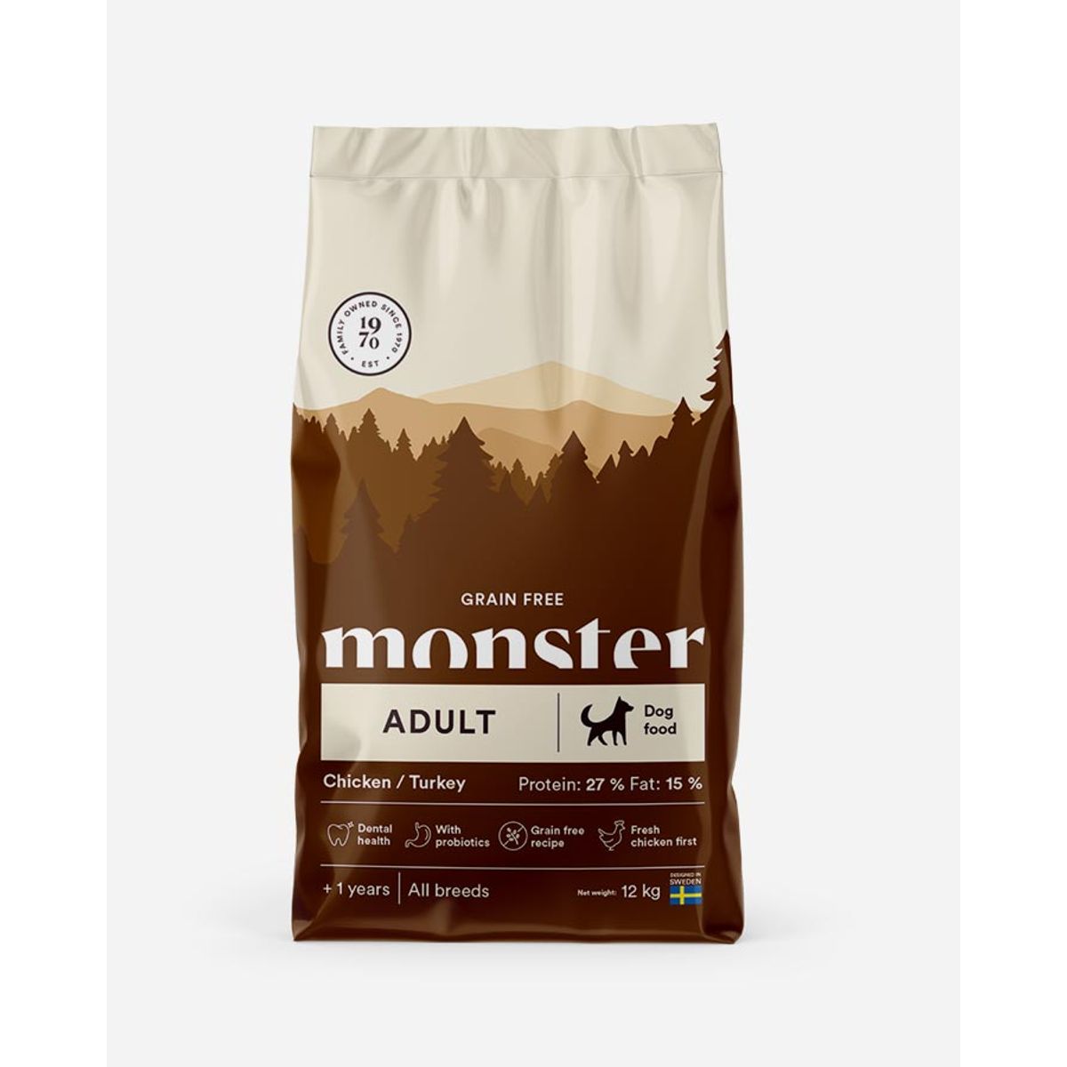 Monster Adult - Kornfrit, Kylling og Kalkun - 12kg