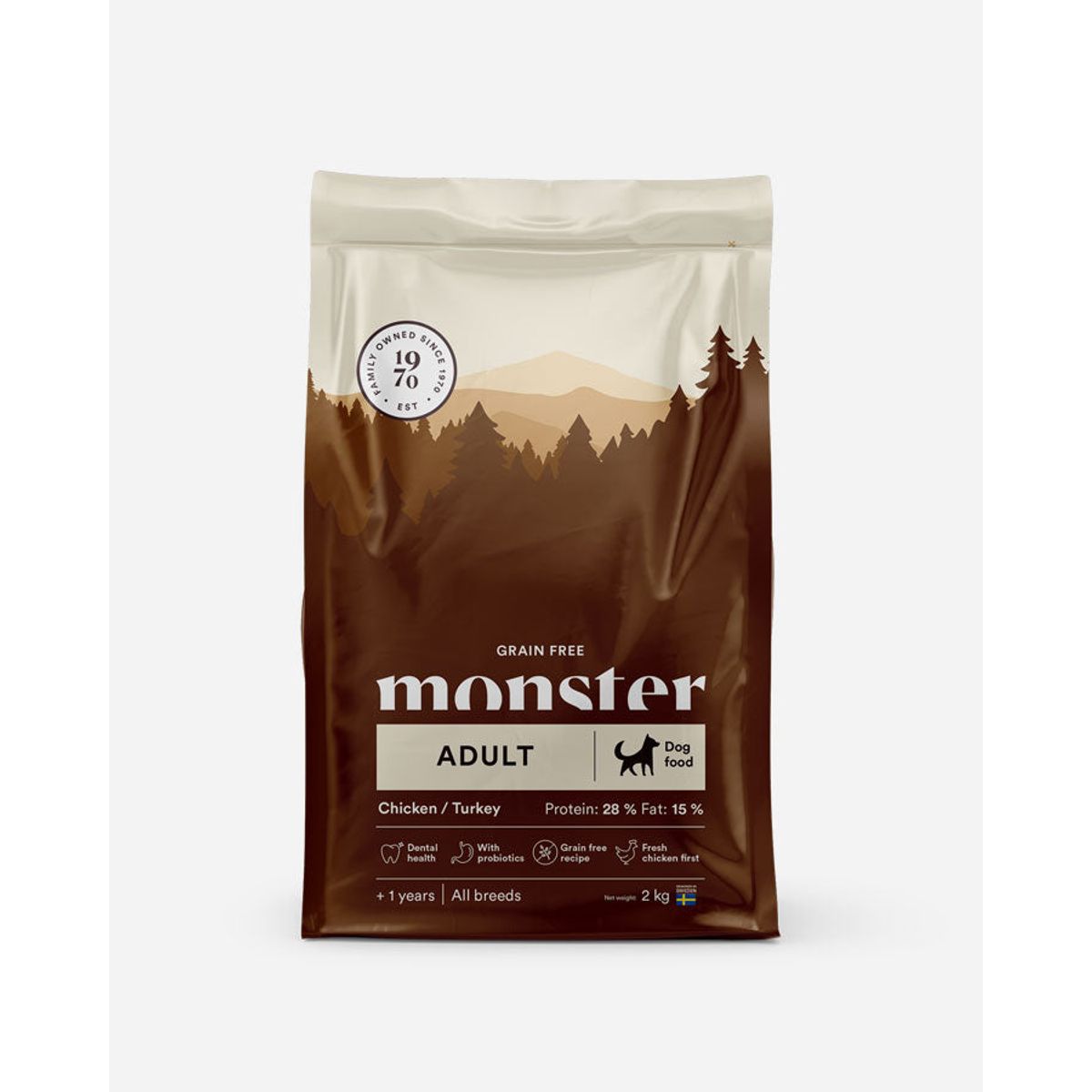 Monster Adult - Kornfrit, Kylling og Kalkun - 2kg