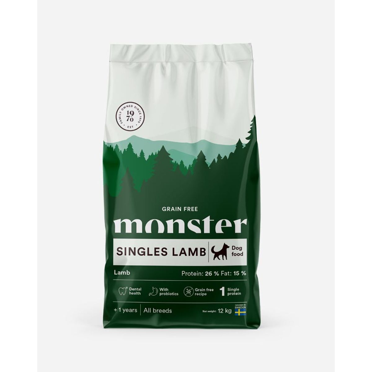 Monster Singles - Kornfrit og Lam - 12kg