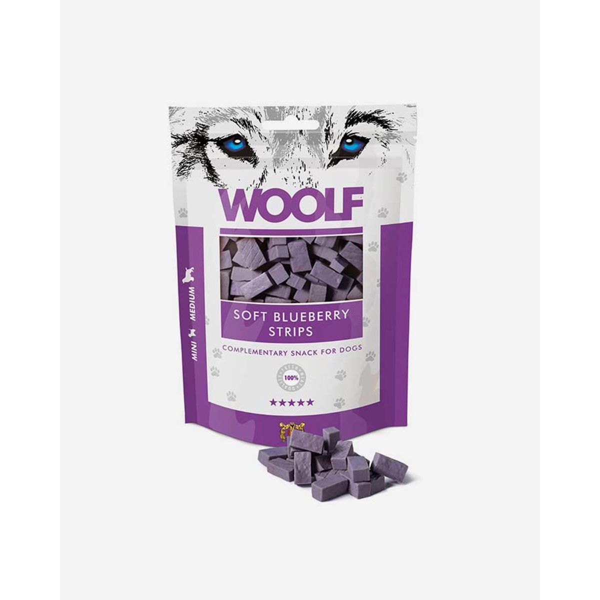 Woolf Soft Blueberry Strips - Blåbær og kylling