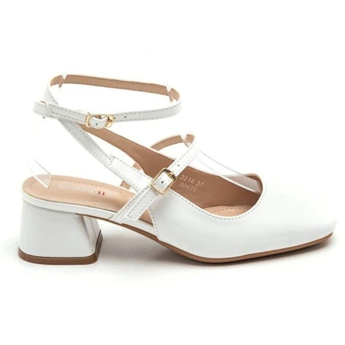 Inge dame ballerina med hæl 3214 - White