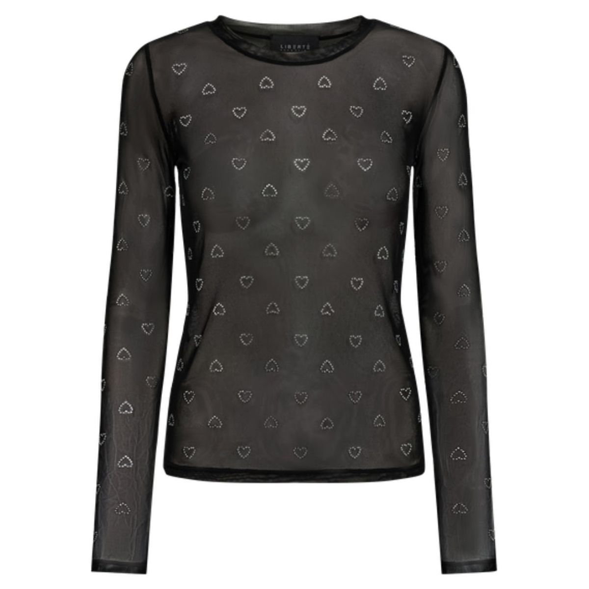 LIBERTÃ dame bluse MESH - BLACK HEART DIAMOND DOT