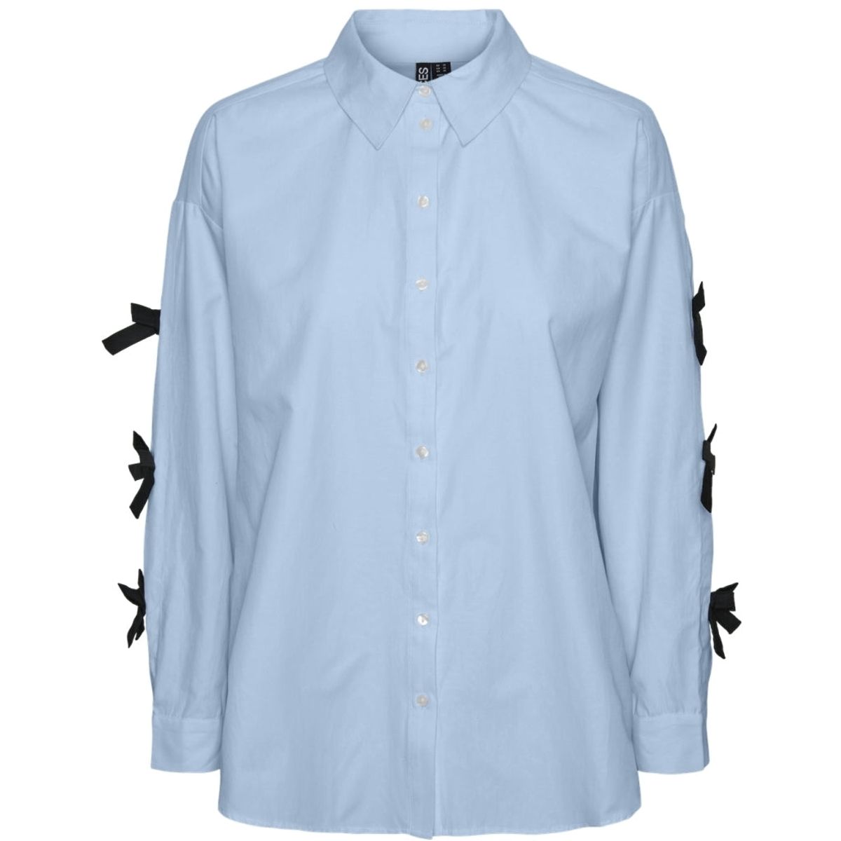 PIECES X DITTE ESTRUP X CILLE FJORD PCBELL SHIRT - Nantucket Breeze BLACK BOWS