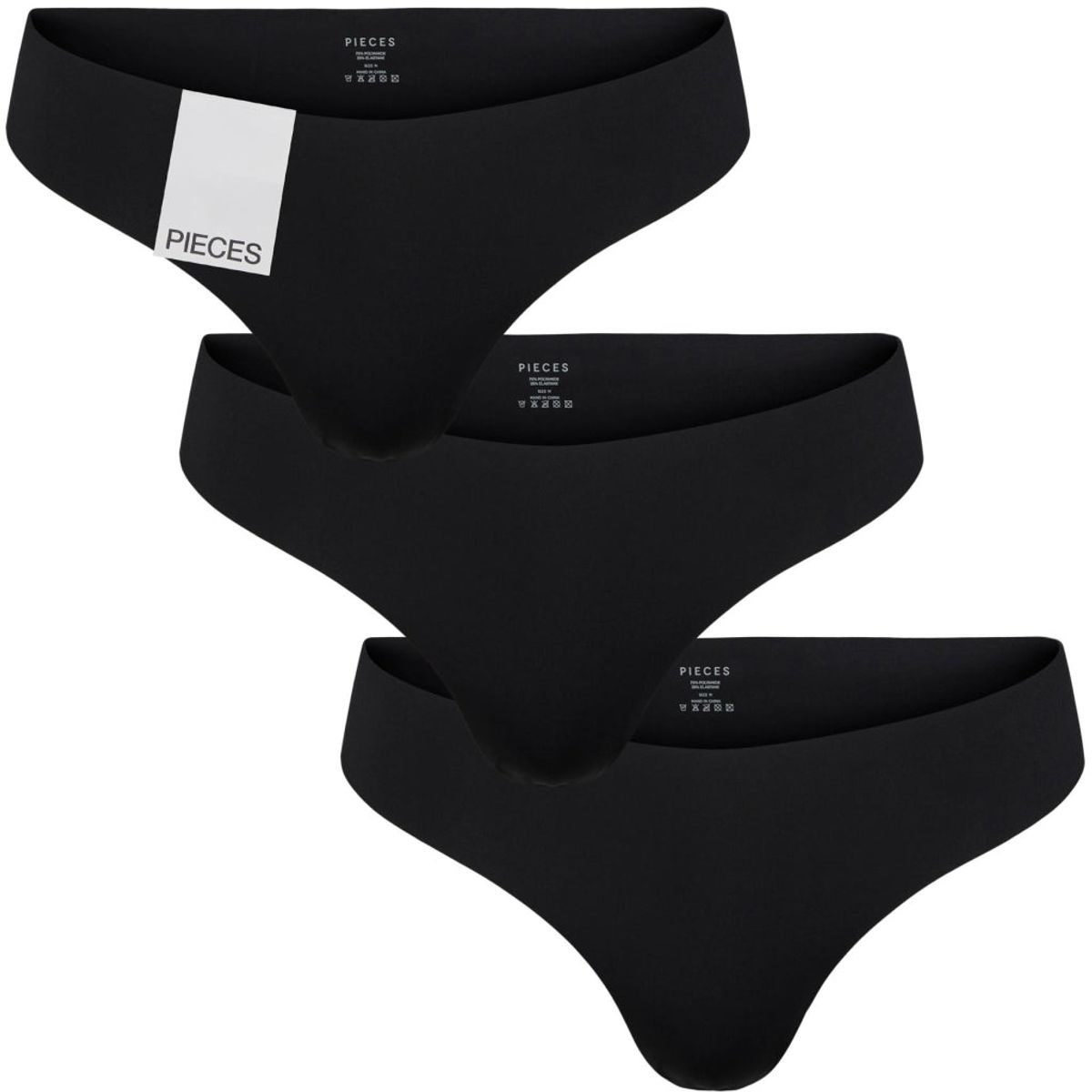 PIECES dame 3-pack thong PCNAMEE - Black