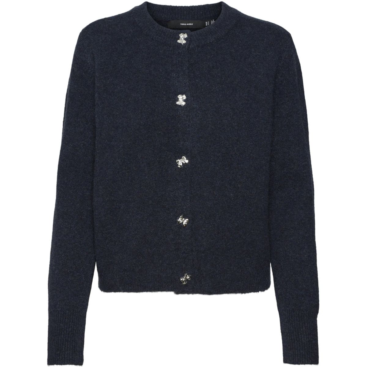 VERO MODA dame cardigan VMFIONA - Navy Blazer MELANGE W. BOW BUTTON