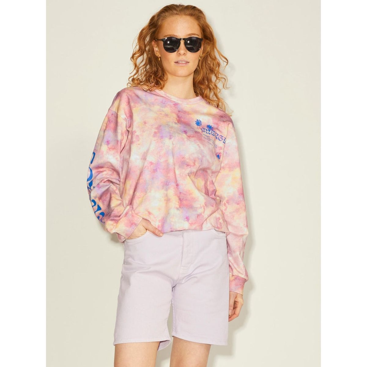 JJXX dame sweatshirt JXLEAH - Snow White Pink Tie Dye