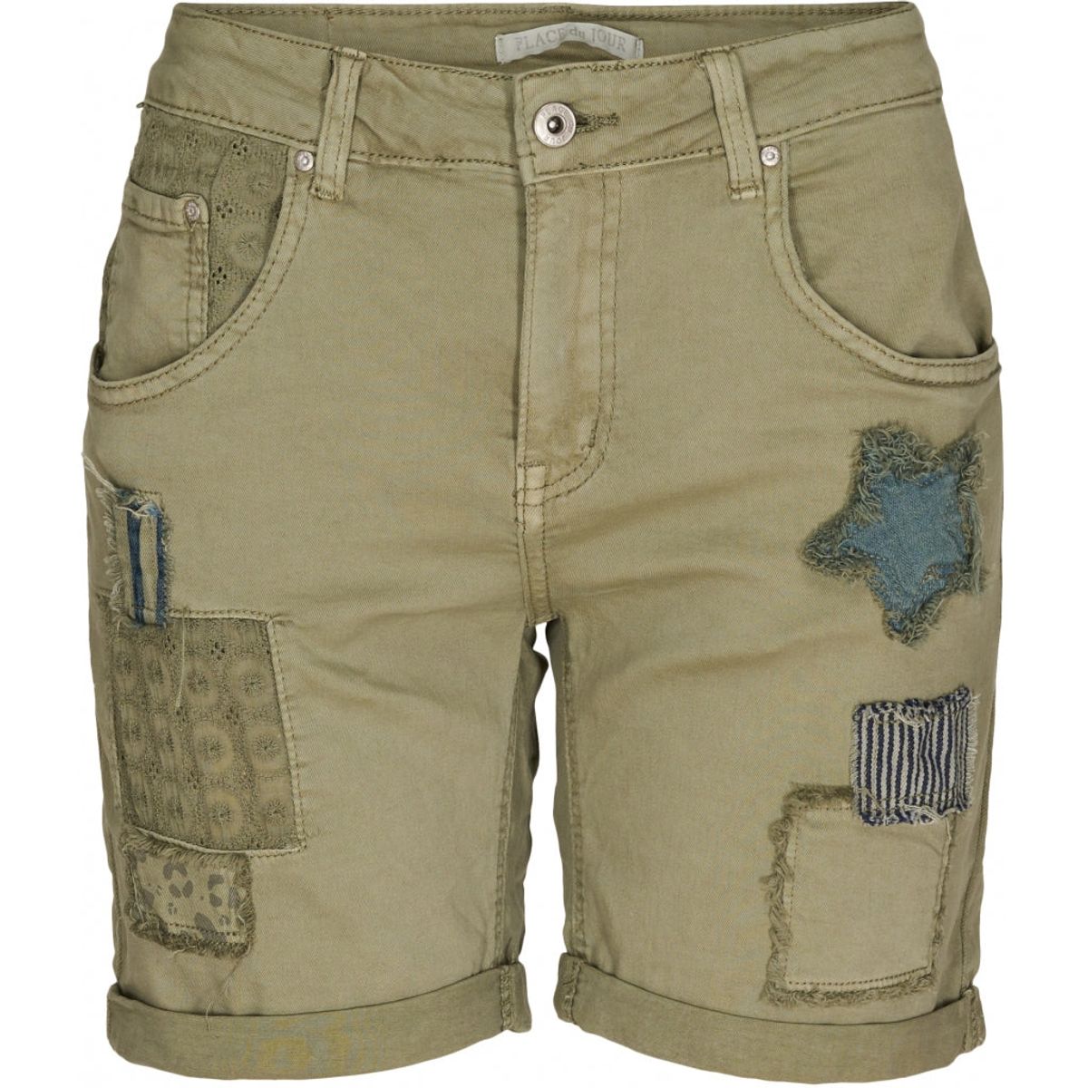 LOLA dame shorts med lapper - Khaki