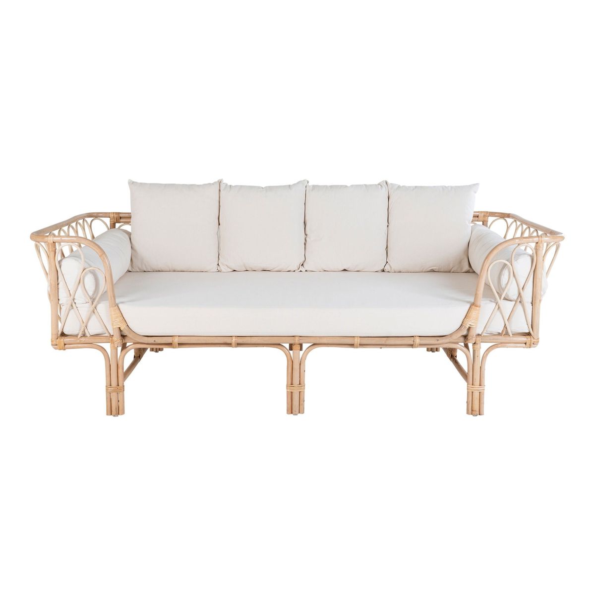 Montella Rattan Sofa - Sofa i rattan med hynde, hvid med natur ben