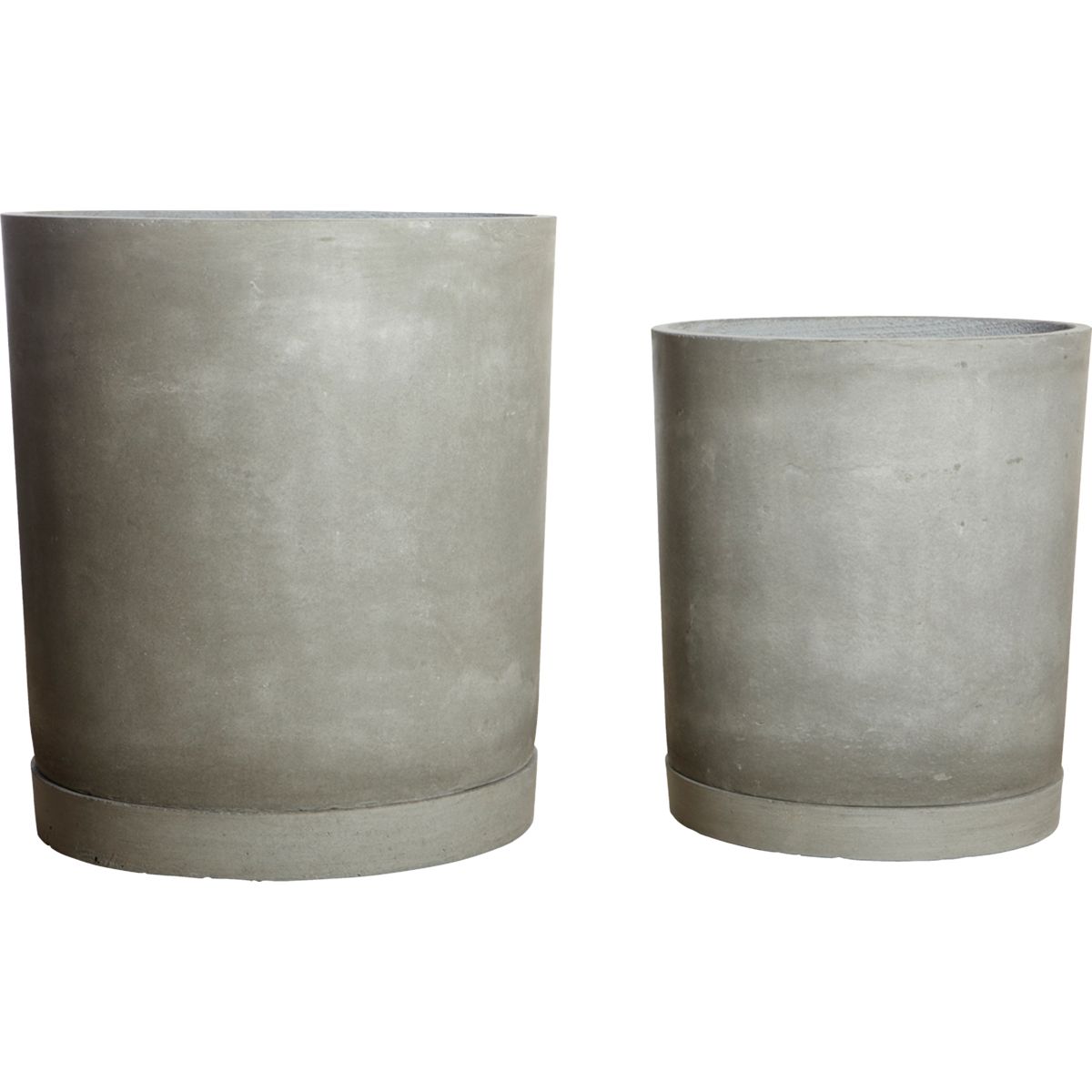 Urtepotte med underskål, HDHook, Lysegrå - Light grey / Cement / S:, h: 45 cm, dia: 40 cm, L:, h: 55 cm, dia: 50 cm