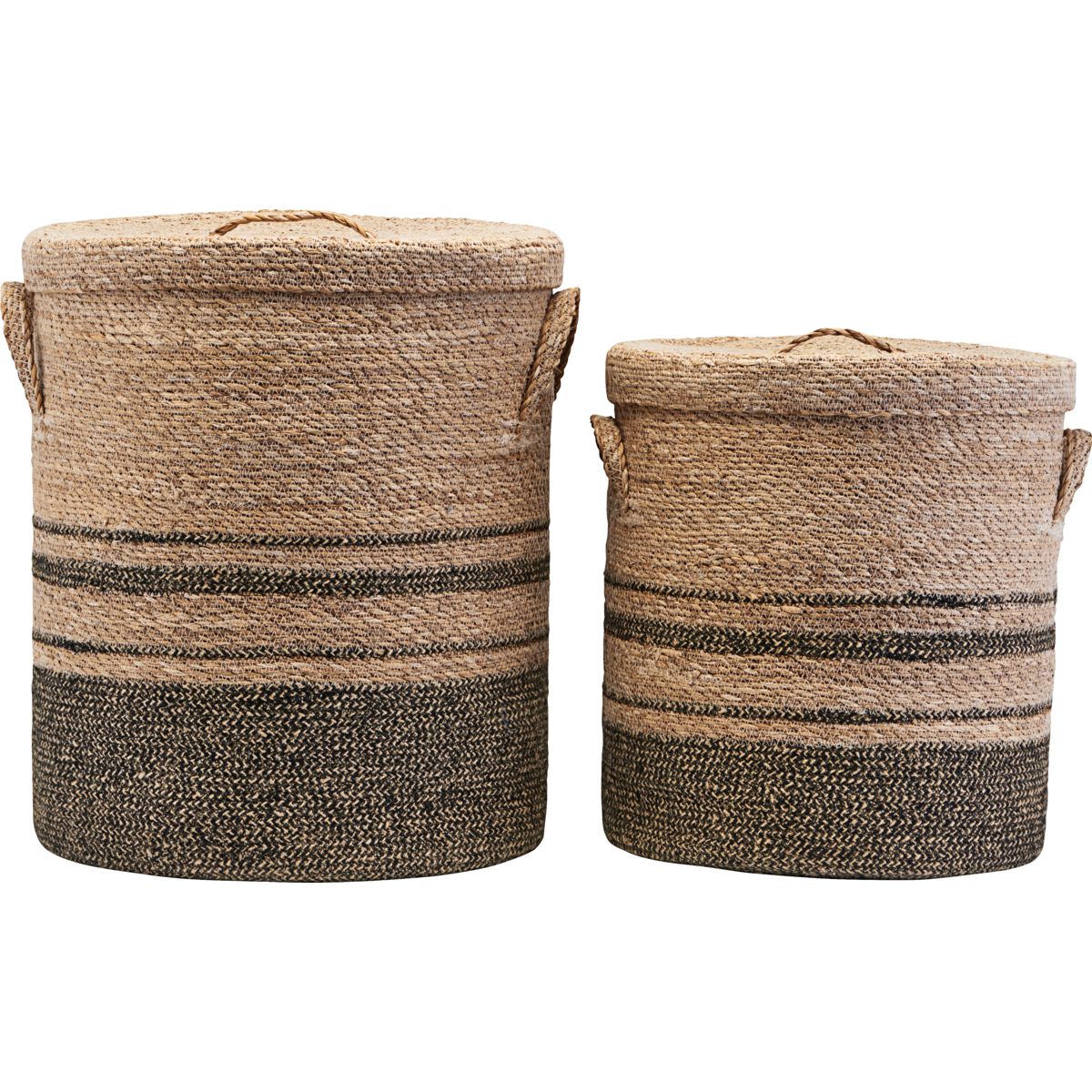 Opbevaring m. låg, HDLaundry, Natur - Nature / Seagrass , Jute / S:, h: 40 cm, dia: 35 cm, L:, h: 50 cm, dia: 40 cm