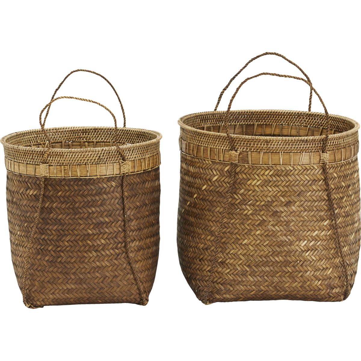 Baskets, HDBalie, Nature - Nature / Bamboo , Rattan / h: 43 cm, dia: 45 cm, h: 40 cm, dia: 40 cm