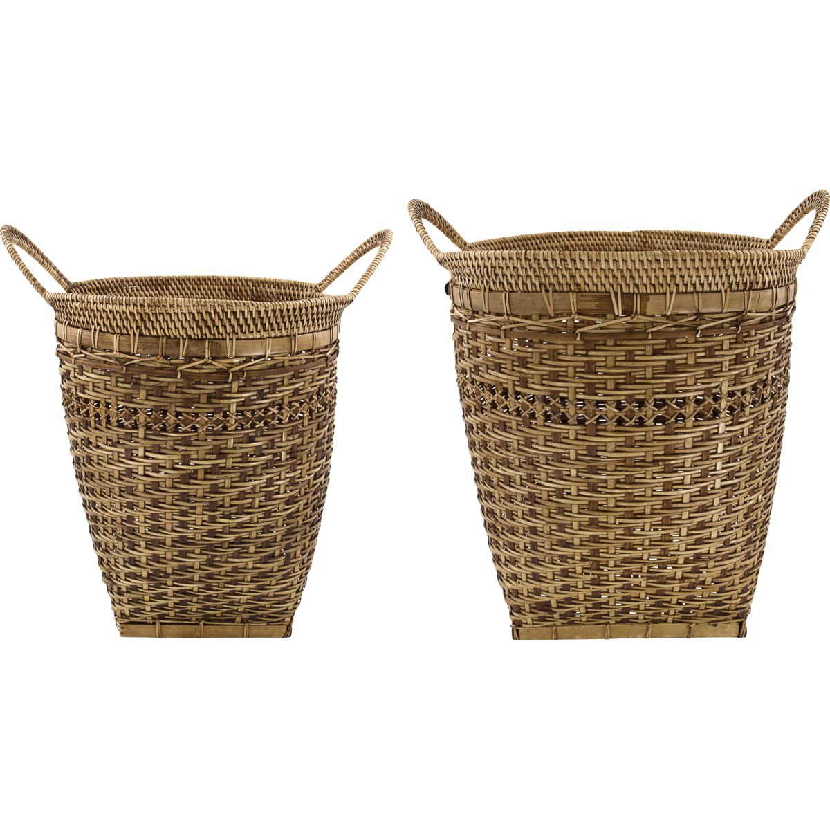 Kurve, HDPura, Natur - Nature / Bamboo , Rattan / h: 40 cm, dia: 31 cm, h: 42 cm, dia: 36 cm