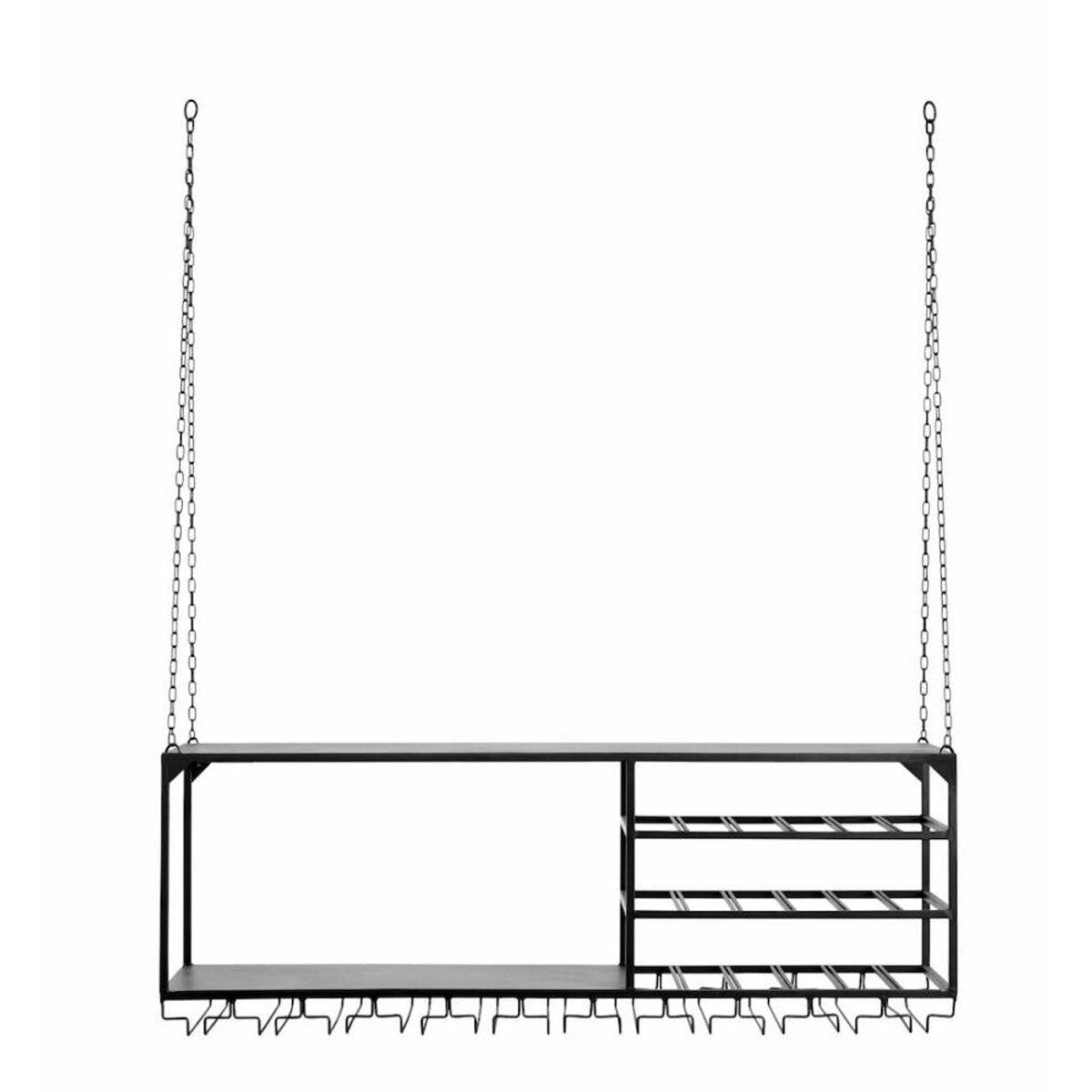 LOFT køkkenhylde i jern t/ophæng - 120x30 cm - sort