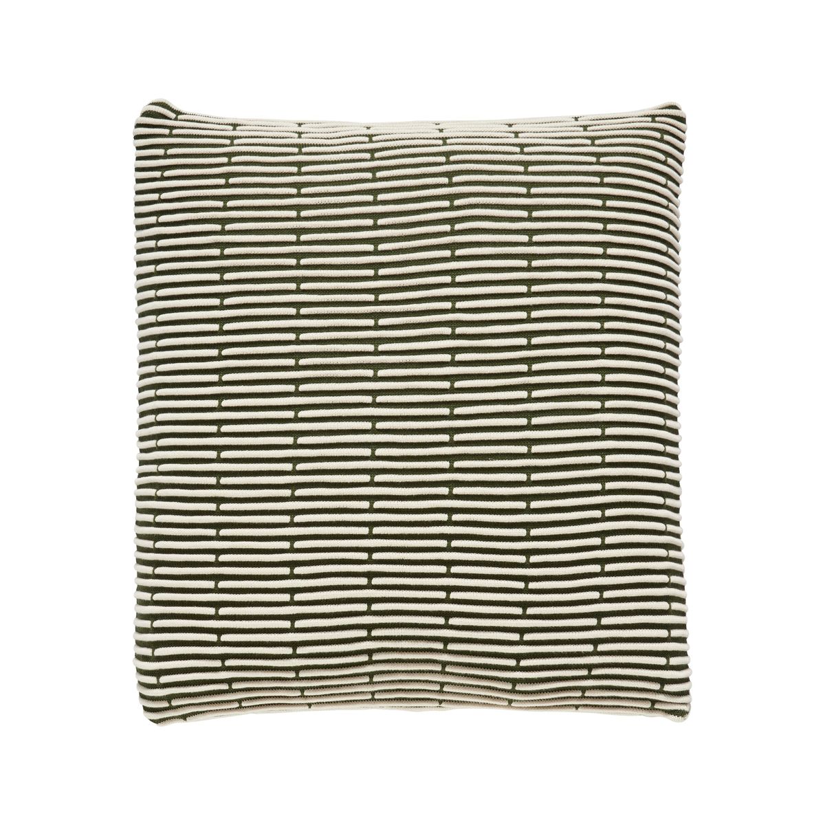 Hübsch - Pude m/mønster/fyld, bomuld, OEKO-TEX, grøn/hvid - 50x50cm - 50x50cm / Grøn,Offwhite,Hvid / Bomuld (100%)