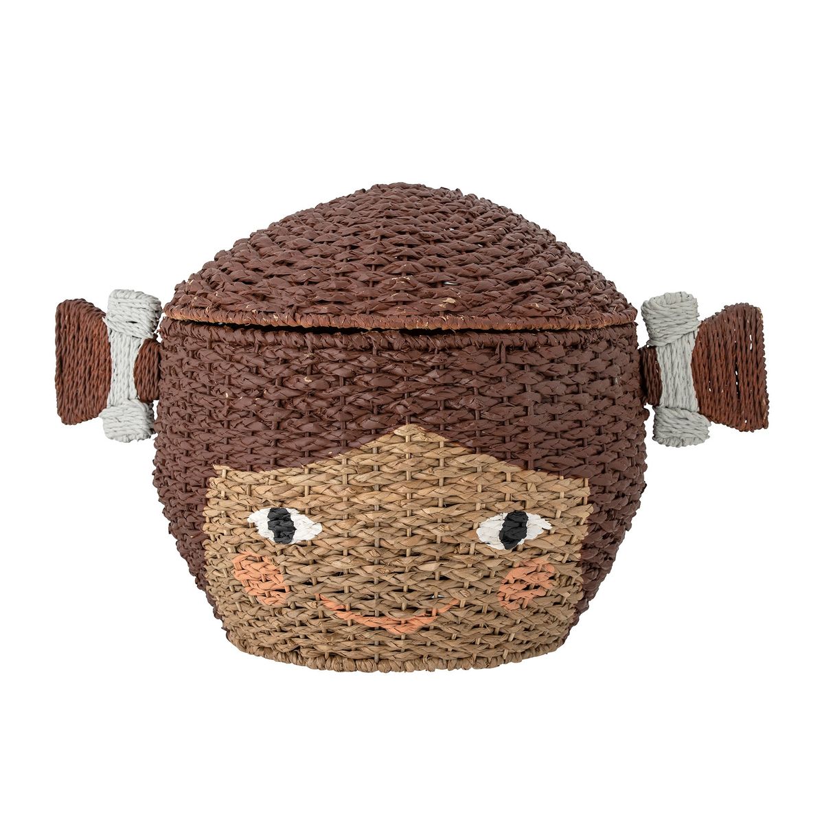 Lill Kurv m/Låg, Brun, Bankuan Grass - L40,5xH40,5xW40,5 cm - Brown / L40,5xH40,5xW40,5 cm / Bankuan Grass, Wicker, Iron