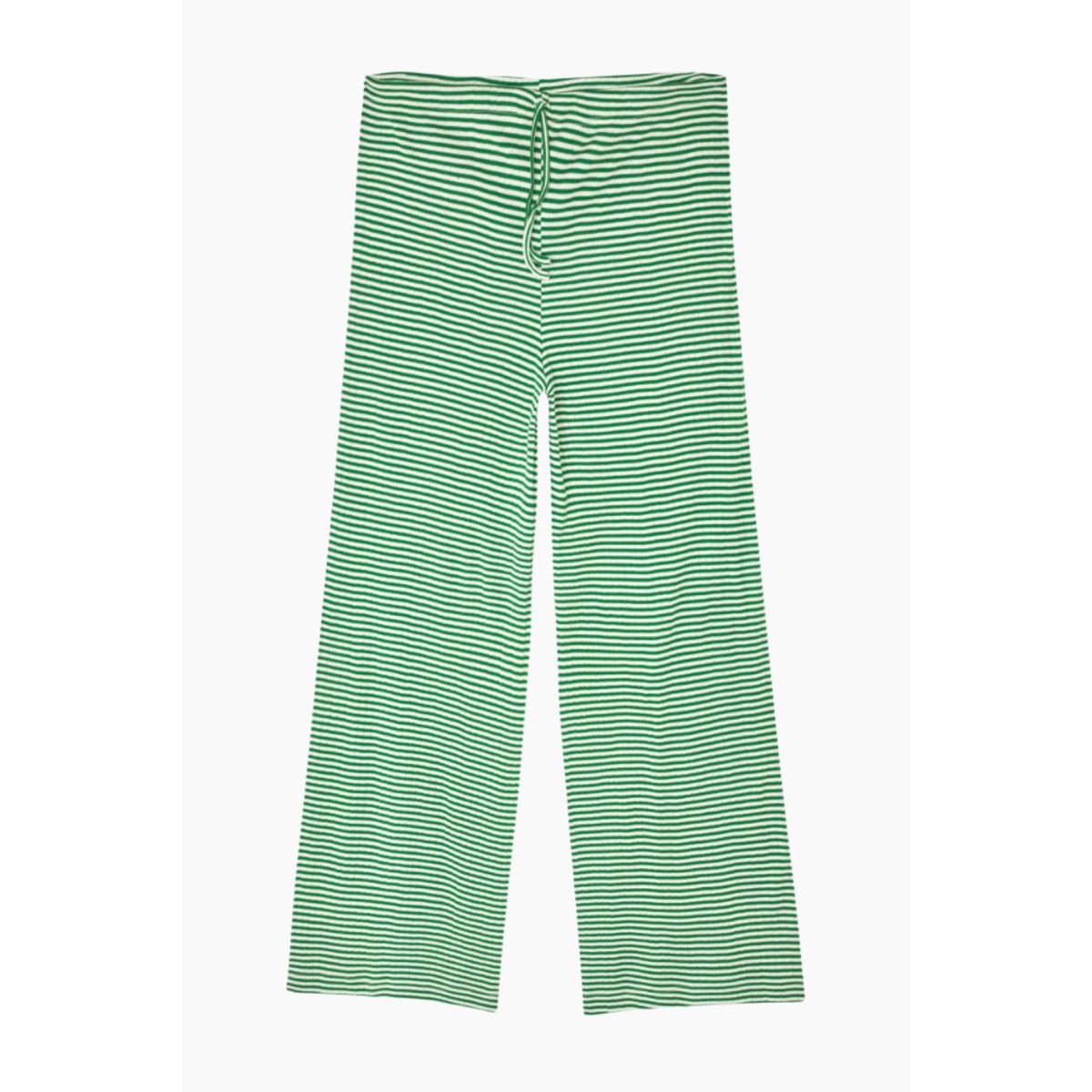 NPS Nova Pants Fine Stripe - Green/Ecru - Nørgaard på Strøget - Stribet Size 1