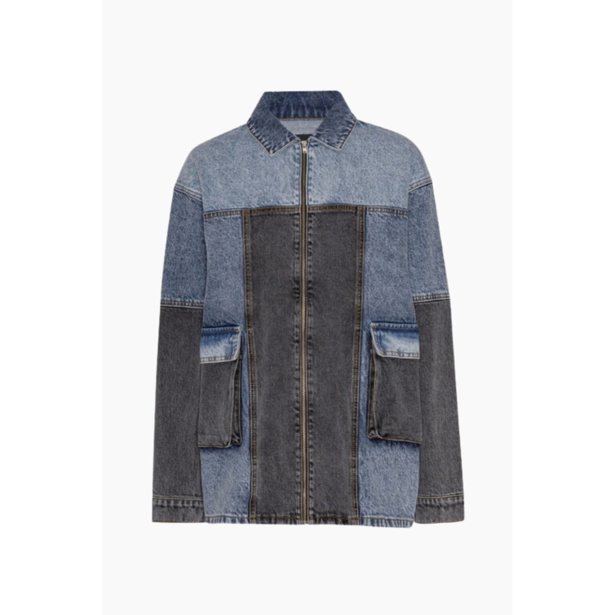 Oversized Patchwork Jacket - Medium Blue Denim - ROTATE - Blå M