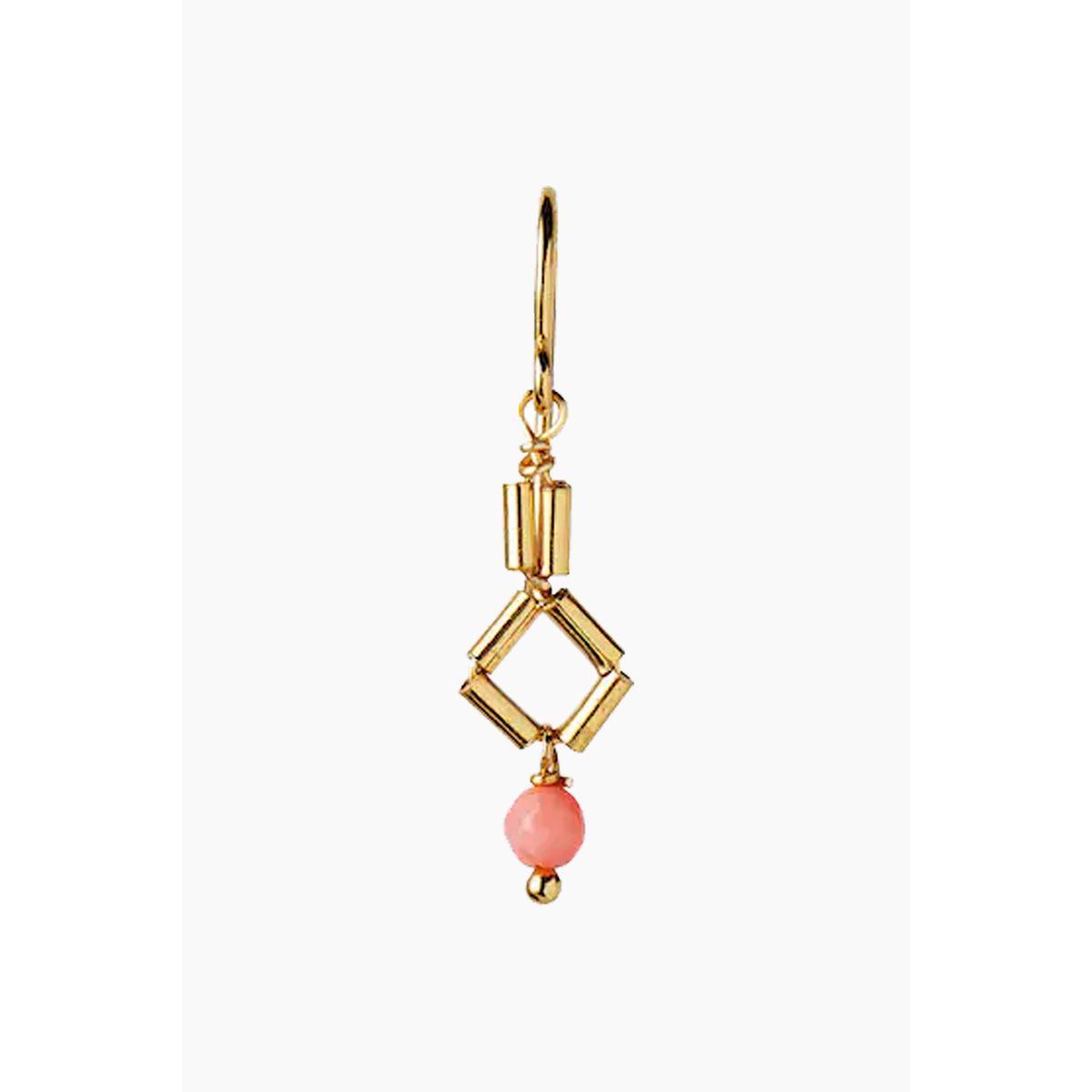 Petit Carré Earring with Coral - Gold - Stine A - Guld One Size