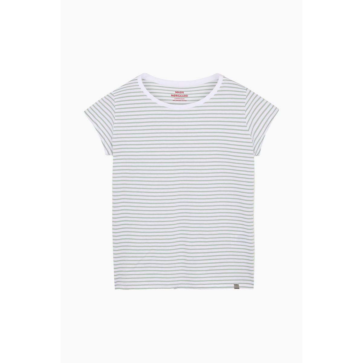 Organic Jersey Stripe Teasy Tee FAV - Brilliant White/Jadeite - Mads Nørgaard - Stribet S