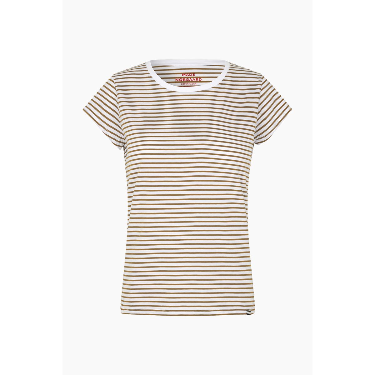 Organic Jersey Stripe Teasy Tee FAV - Lizard/Brilliant White - Mads Nørgaard - Stribet XL