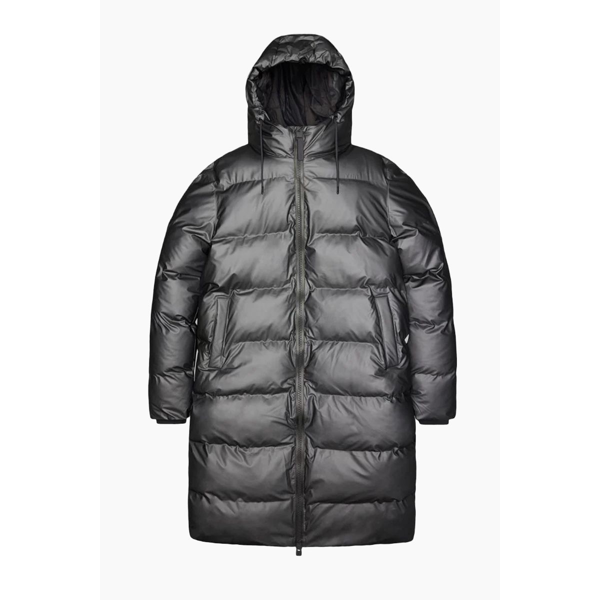 Alta Long Puffer Jacket W3T4 - Metallic Grey - Rains - Grå S