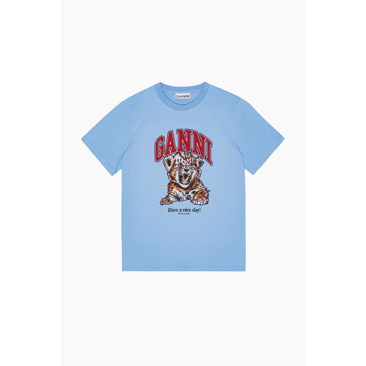 Basic Jersey Tiger Relaxed T-Shirt T4007 - Blissful Blue - GANNI - Blå L