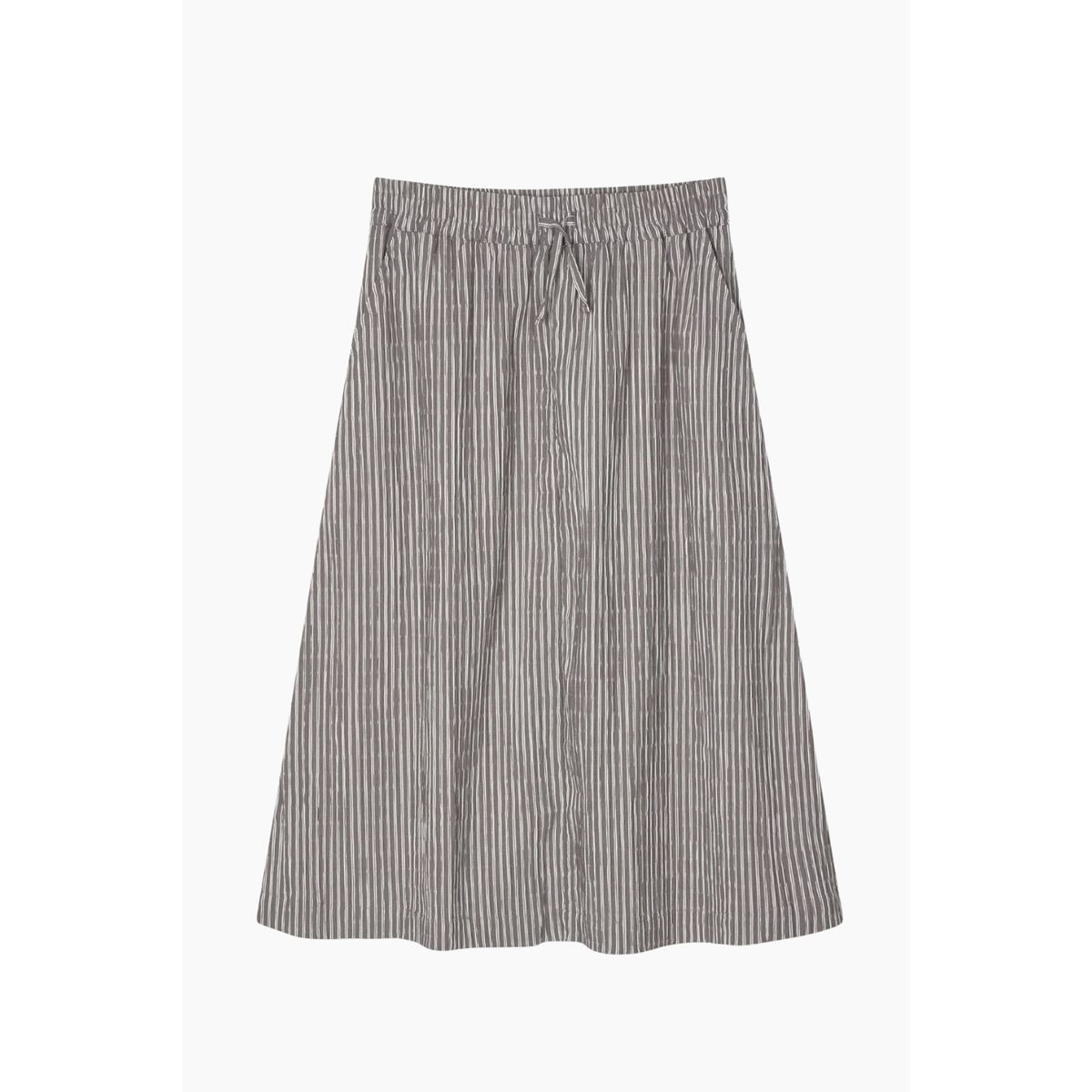 Crinckle Pop Luni Skirt - Black Coffee/Cloud Dancer - Mads Nørgaard - Stribet L