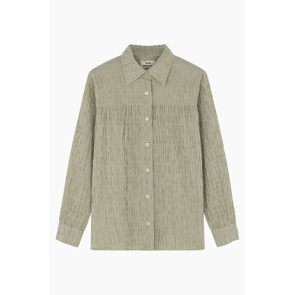 Crinckle Pop Vinny Shirt - Olive Branch/Cloud Dancer - Mads Nørgaard - Grå XL