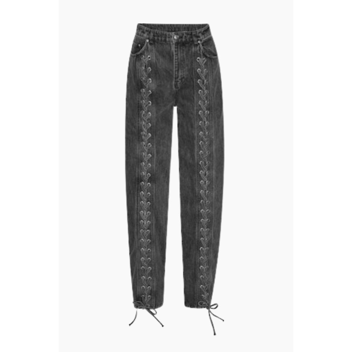 Denim Laced Leg Pants - Black - ROTATE - Sort 26