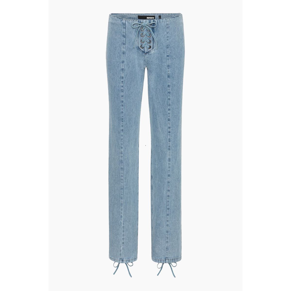 Denim Laced Waist Pants - Light Blue Denim - ROTATE - Blå S