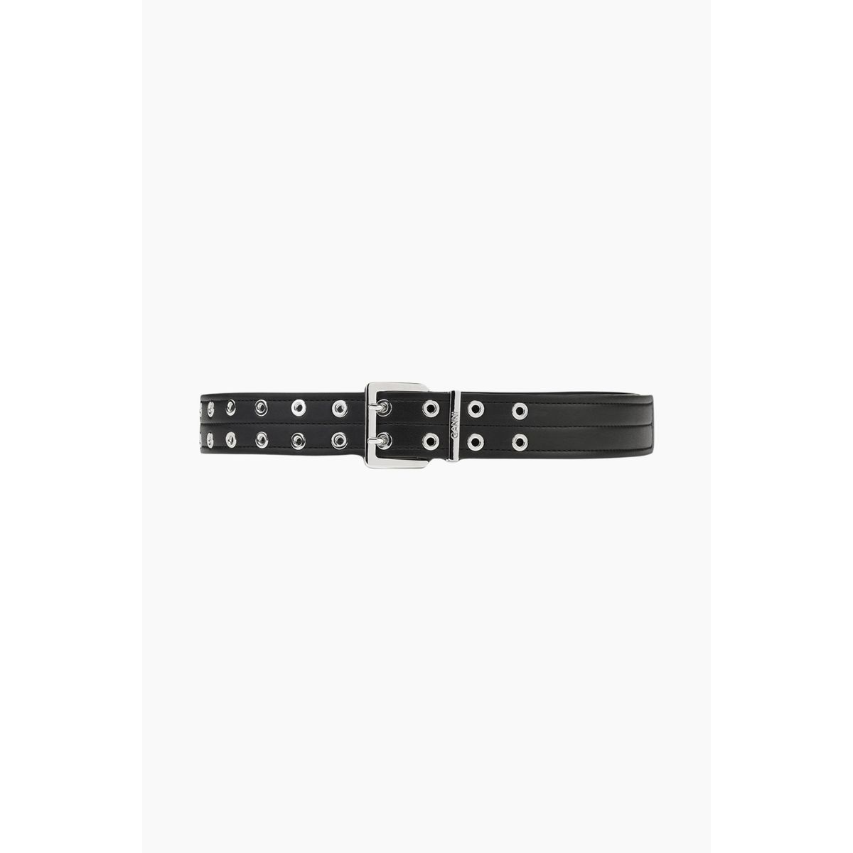 Double Eyelet Belt A6586 - Black - GANNI - Sort M/L