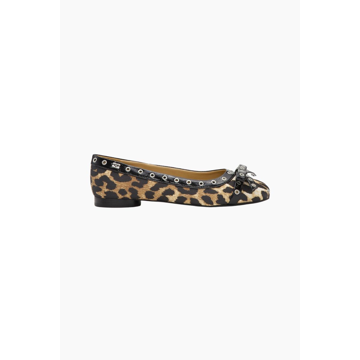 Eyelets Bow Ballerina Satin Print S2889 - Leopard Print - GANNI - Leopard 39