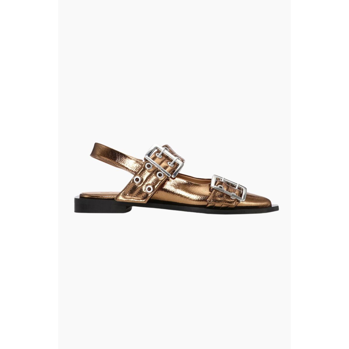 Feminine Buckle Ballerina Metallic S2799 - Bronze - GANNI - Brun 39