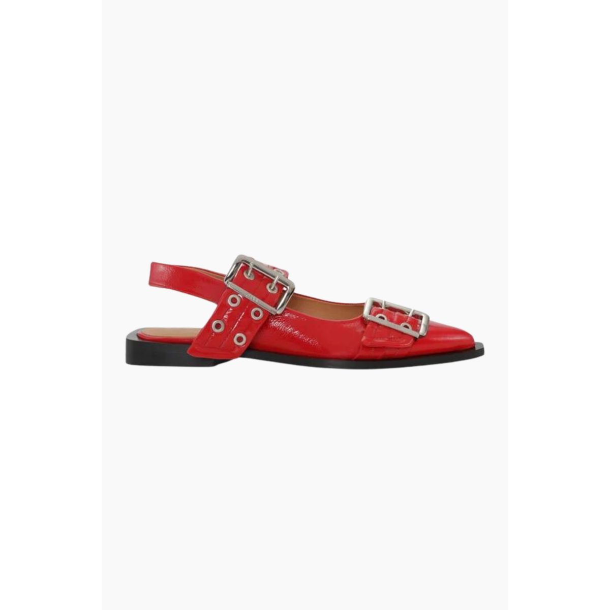 Feminine Buckle Ballerina Naplack S2843 - Racing Red - GANNI - Rød 41