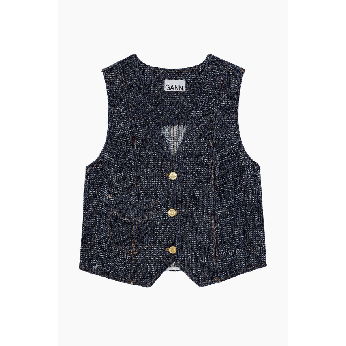 Fluffy Denim Waistcoat J1544 - Rinse - GANNI - Blå M