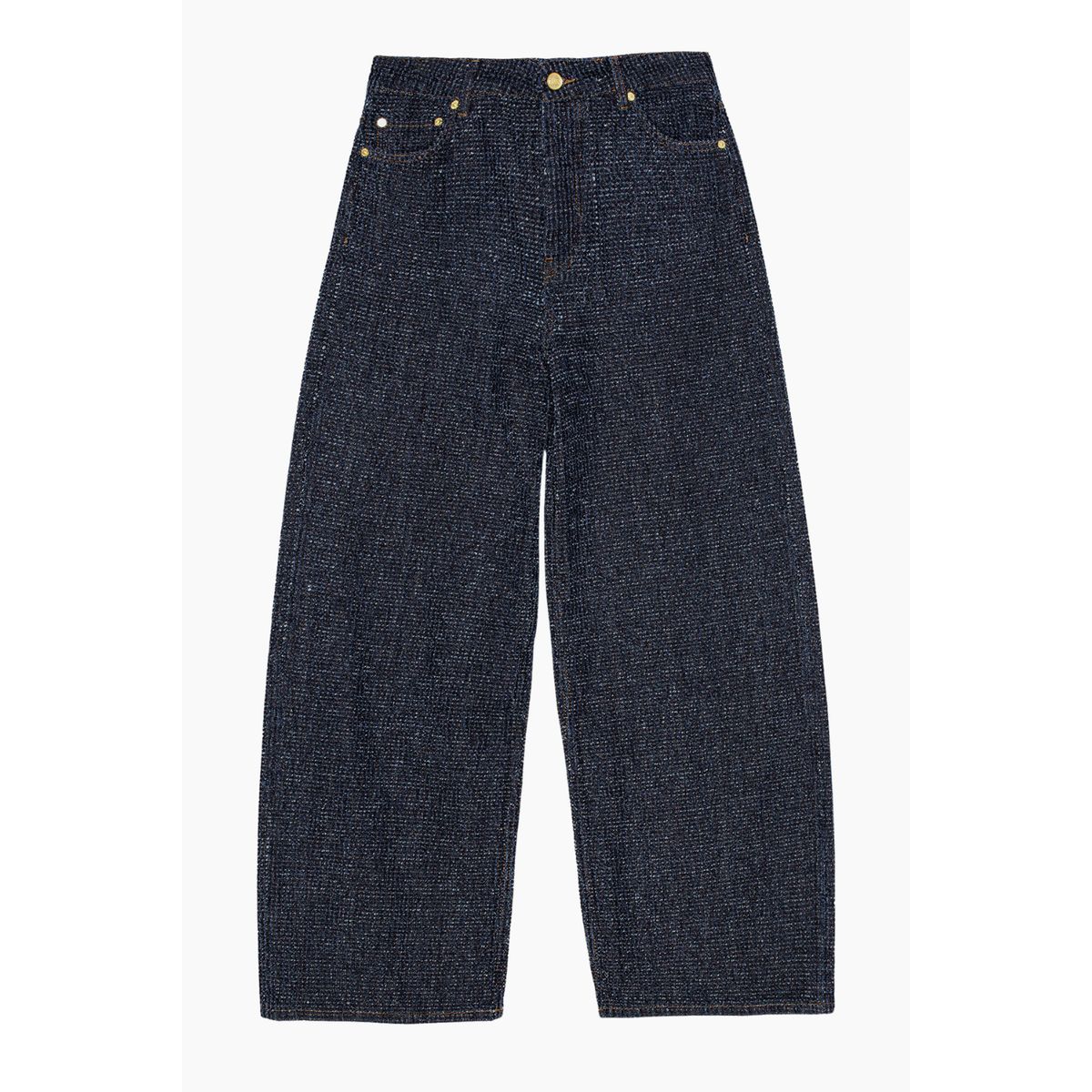 Fluffy Denim Wide Jeans J1542 - Rinse - GANNI - Blå 30