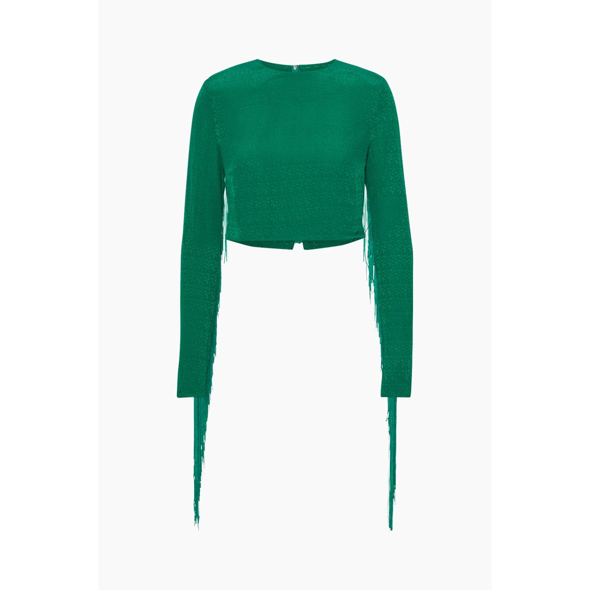 Fringe Long Sleeve Top - Bosphorus - ROTATE - Grøn M