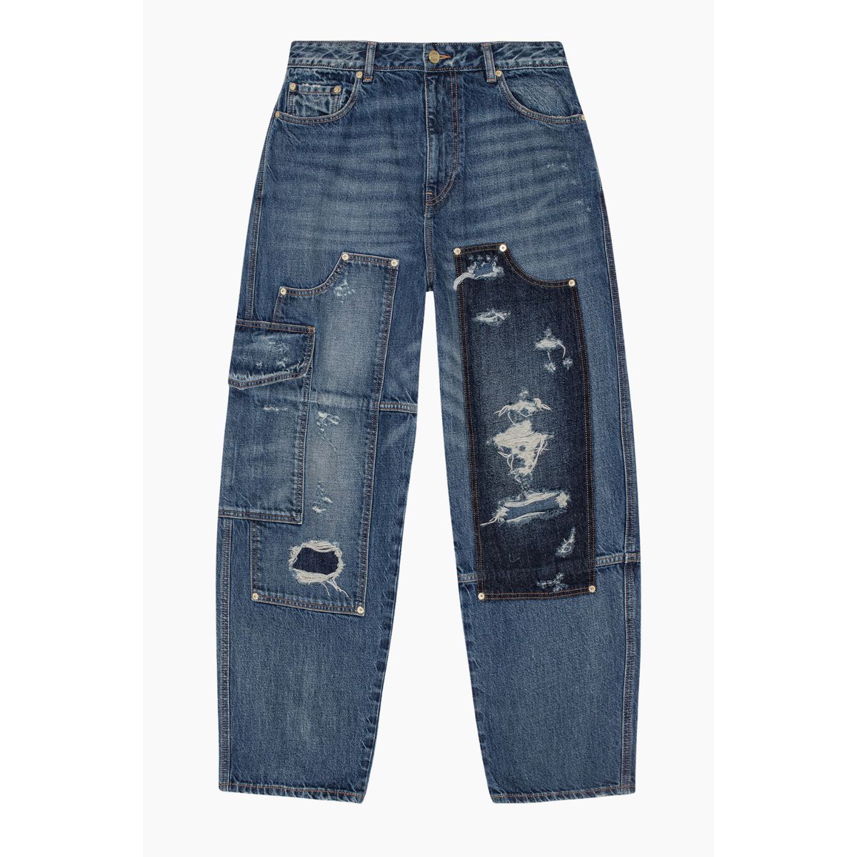 Heavy Washed Denim Jeans J1560 - Mid Blue Vintage - GANNI - Blå 28