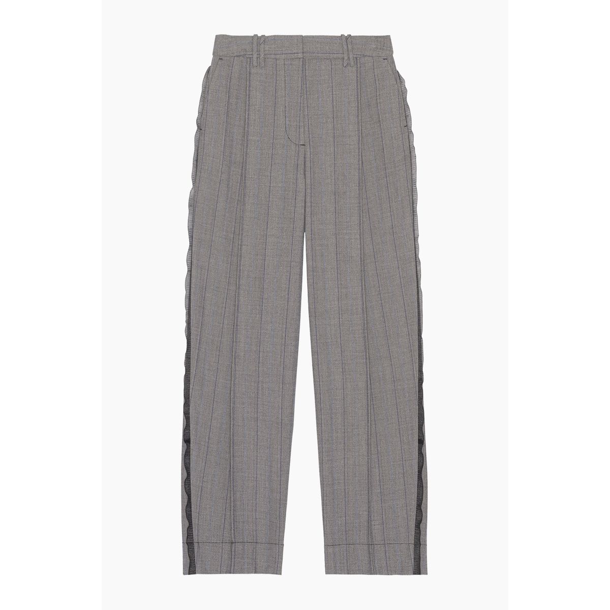 Herringbone Suiting Relaxed Pleated Pants F8214 - Frost Grey - GANNI - Grå L