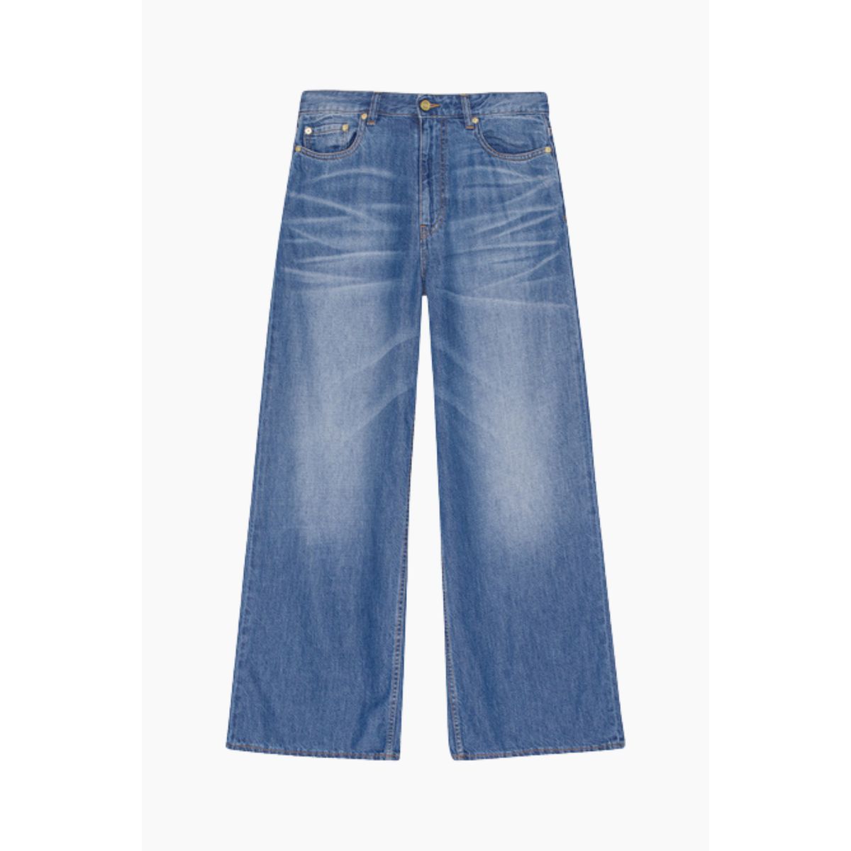 Light Denim Wide Jeans J1487 - Mid Blue Vintage - GANNI - Blå 27