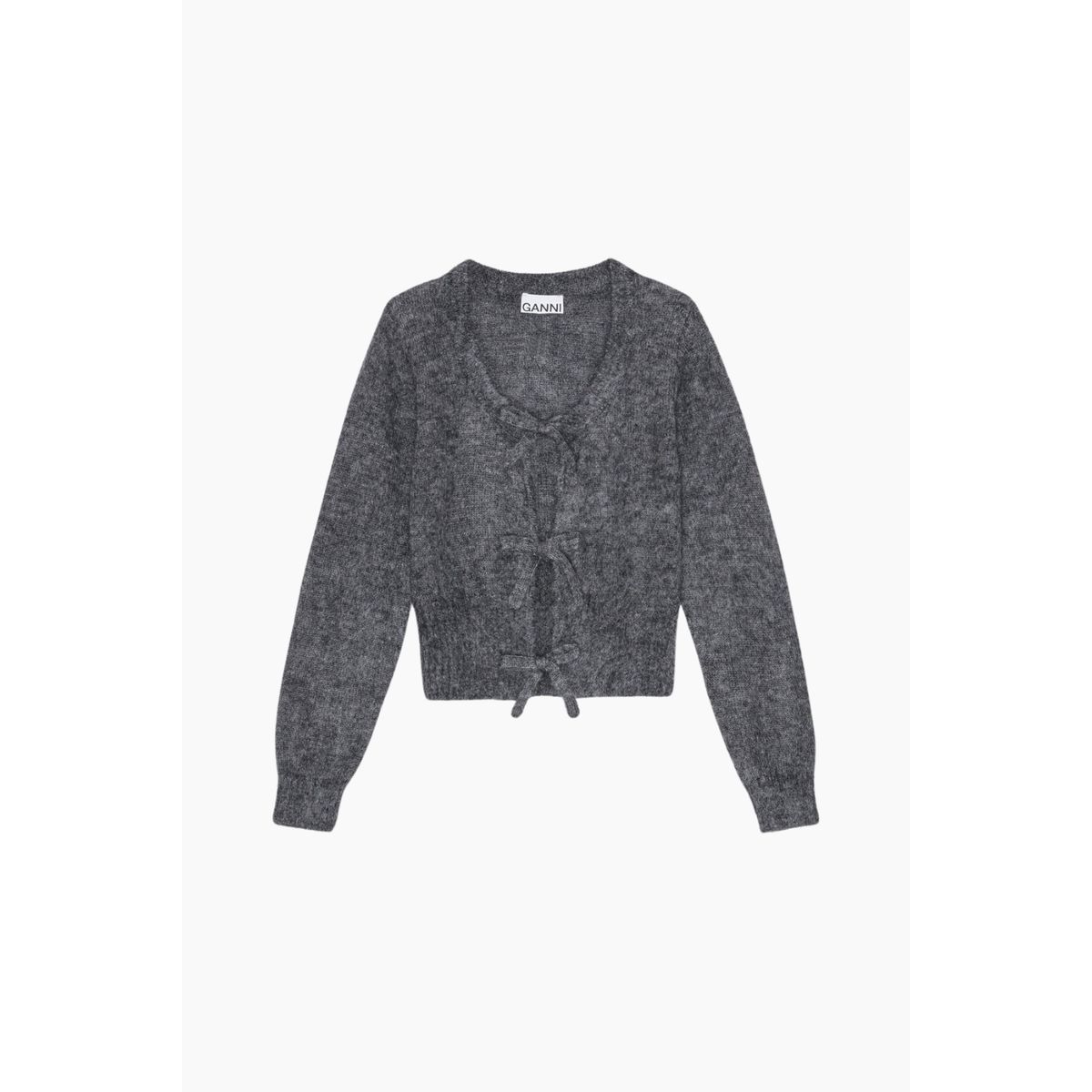 Light Mohair Tie String Cardigan K2411 - Paloma Melange - GANNI - Grå XS