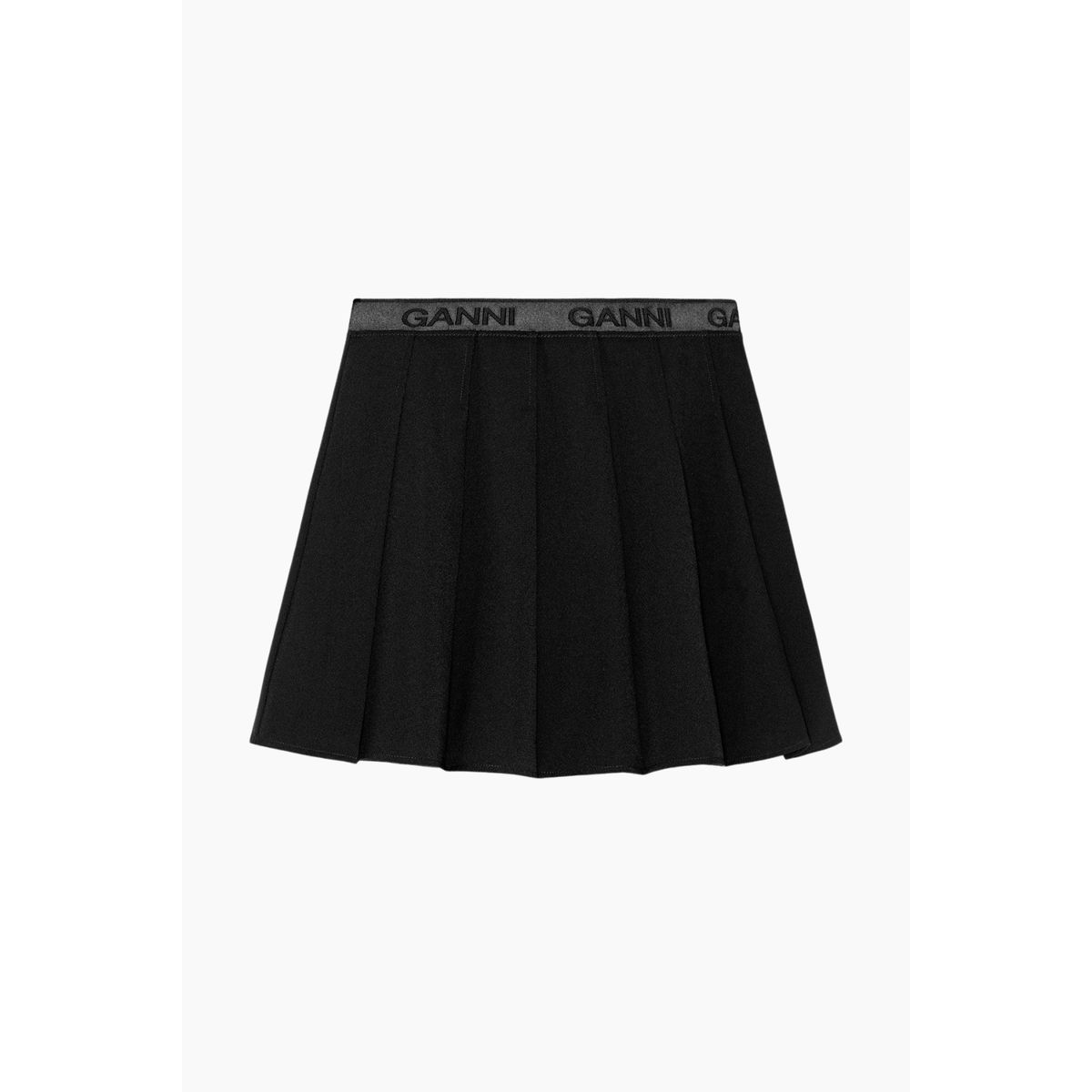 Light Twill Pleated Mini Skirt F9710 - Black - GANNI - Sort L